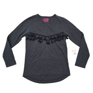 Missie Munster Black Long Sleeve Tassel Front Kids Top  Size 10